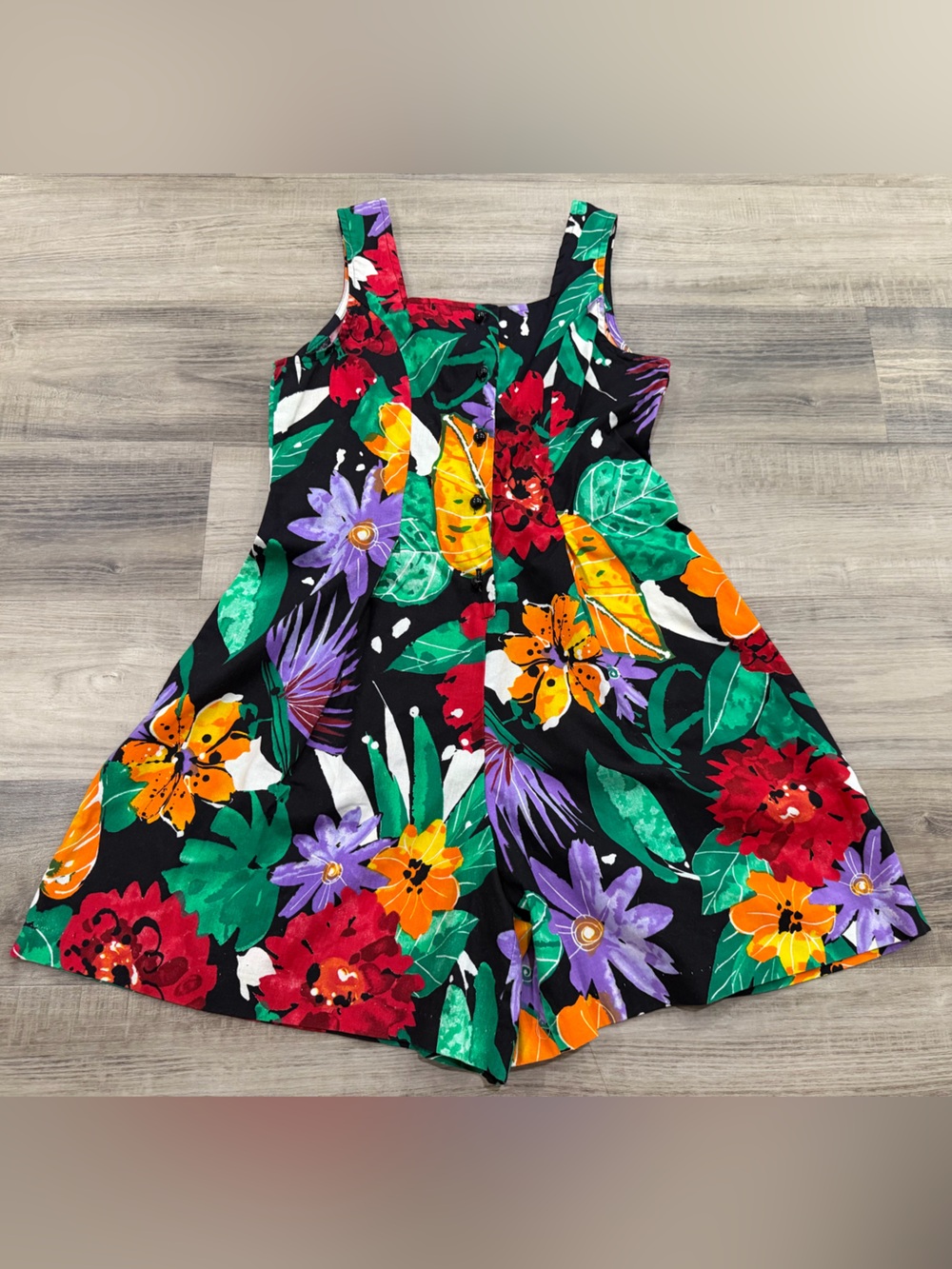 Vintage 80s 90s Amy Too Tropical Floral Wide Leg Romper